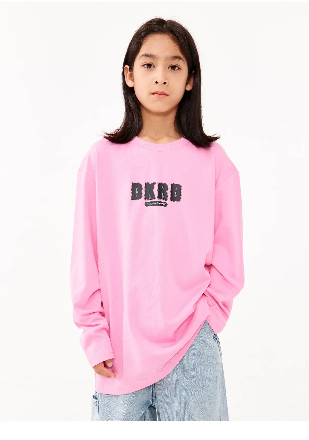 Girls White Long Sleeve T-Shirt with Pink Graphic Set — feature 14