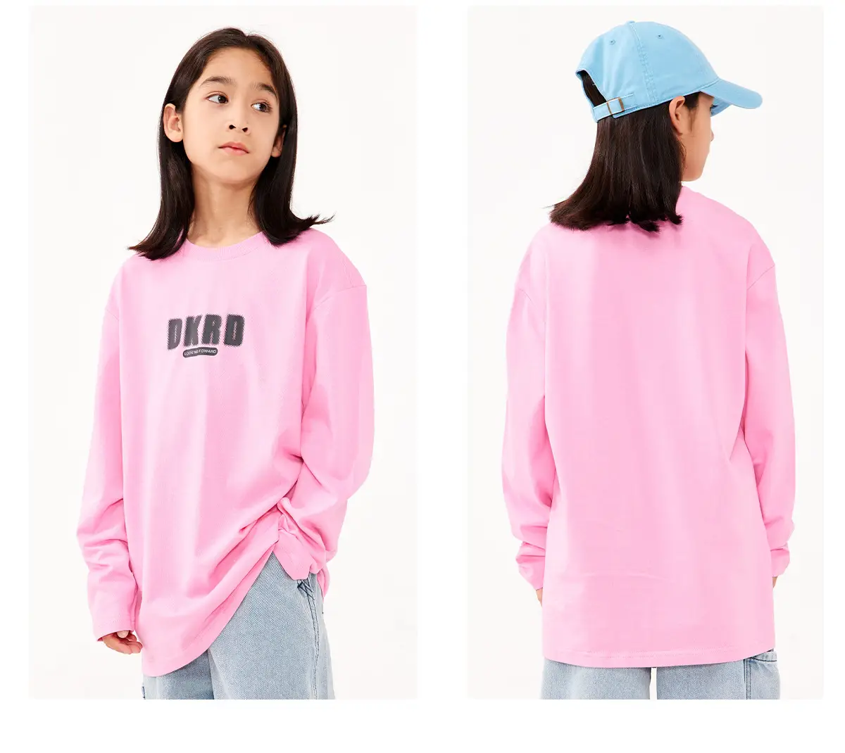 Girls White Long Sleeve T-Shirt with Pink Graphic Set — feature 15