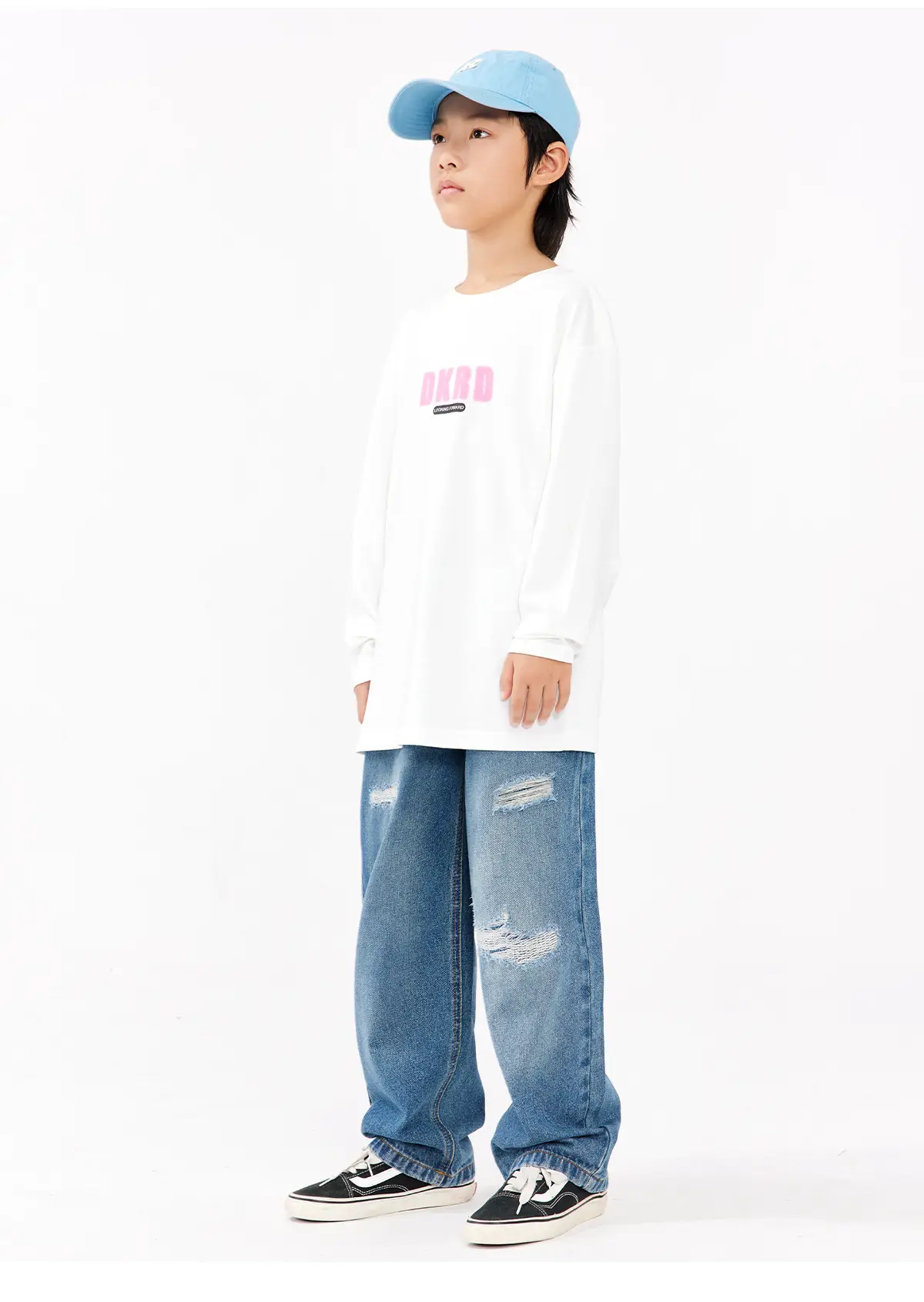 Girls White Long Sleeve T-Shirt with Pink Graphic Set — feature 19