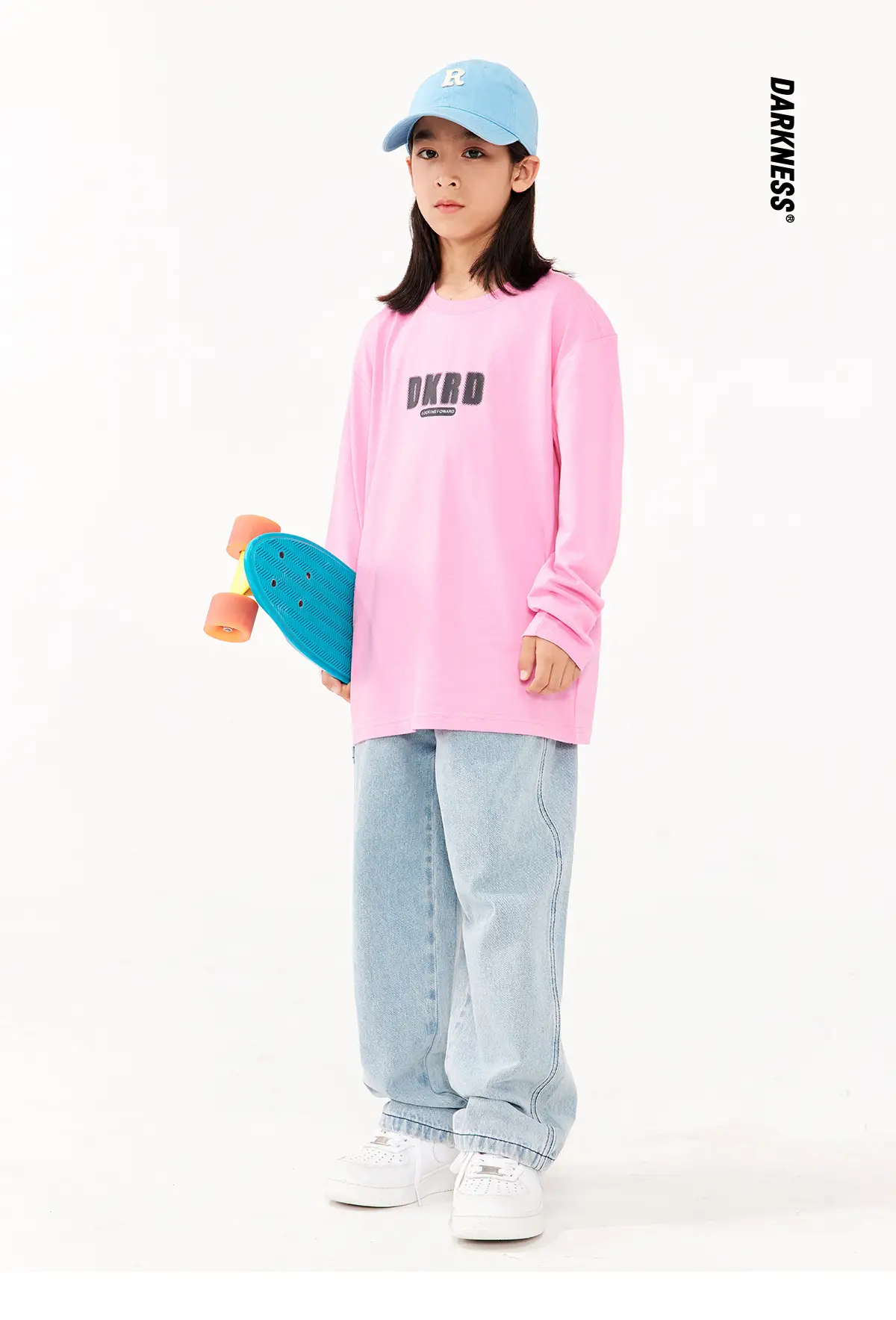 Girls White Long Sleeve T-Shirt with Pink Graphic Set — feature 2