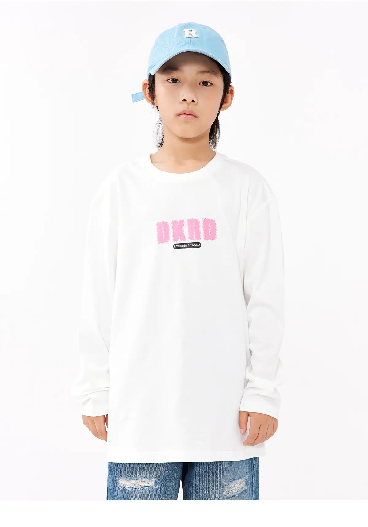 Girls White Long Sleeve T-Shirt with Pink Graphic Set — feature 21
