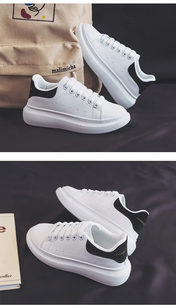 Couple's All-match McQueen White Shoes Women's Spring Korean Style Thick-soled High-height Shoes Casual Shoes Men's Sneakers ZS-01 — feature 10