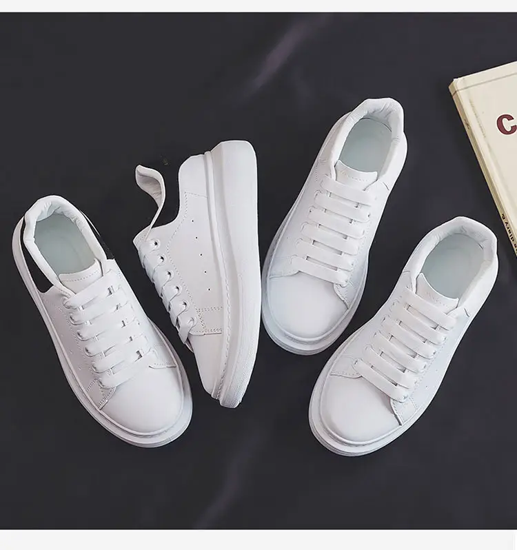 Couple's All-match McQueen White Shoes Women's Spring Korean Style Thick-soled High-height Shoes Casual Shoes Men's Sneakers ZS-01 — feature 5