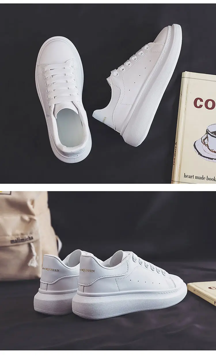Couple's All-match McQueen White Shoes Women's Spring Korean Style Thick-soled High-height Shoes Casual Shoes Men's Sneakers ZS-01 — feature 8