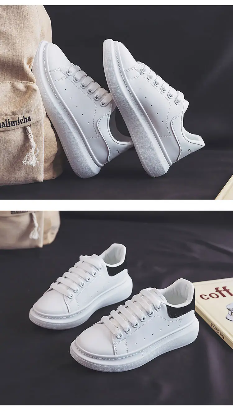 Couple's All-match McQueen White Shoes Women's Spring Korean Style Thick-soled High-height Shoes Casual Shoes Men's Sneakers ZS-01 — feature 9