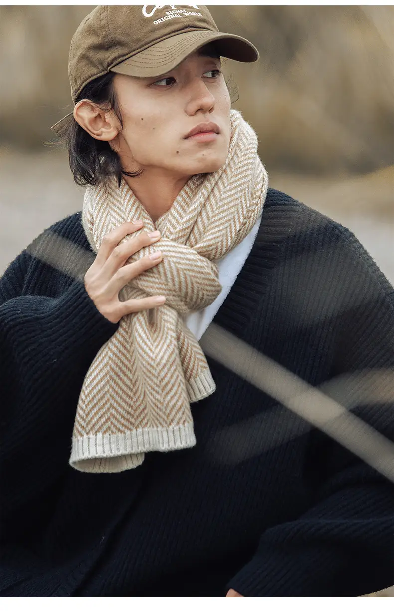 Men Textured Thick-Knit Cardigan Jacket Beige 2024 Winter — feature 20