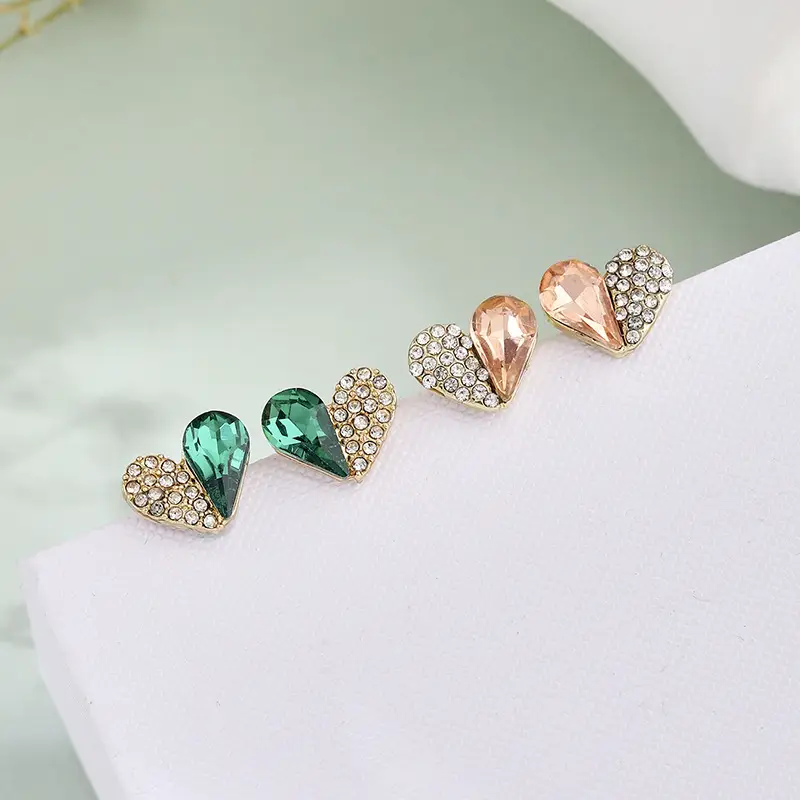 Emerald Zircon Stud Earrings Silver Needle All-Match - Image 11