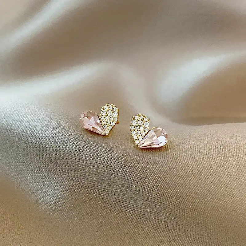 Emerald Zircon Stud Earrings Silver Needle All-Match - Image 2