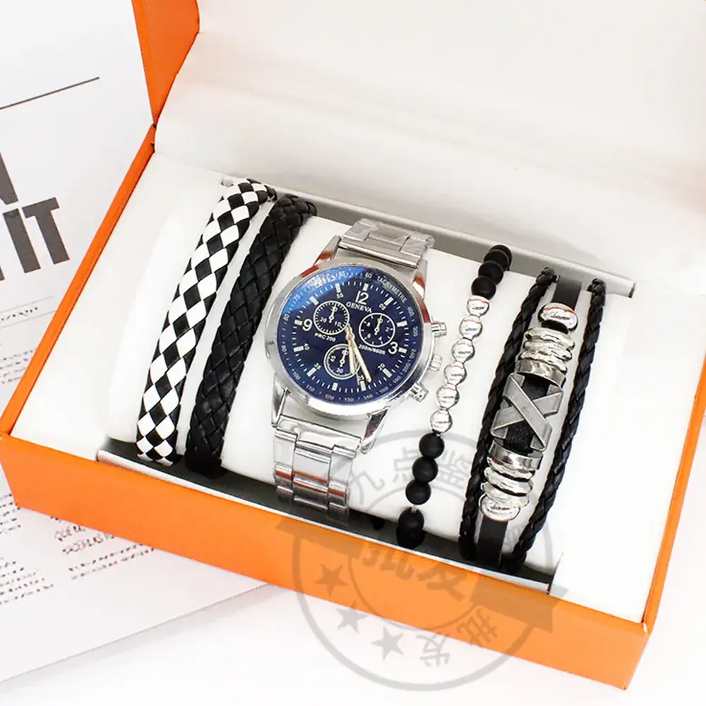 Men's Blue Dial Watch with Black Strap & Box Gift - Image 3
