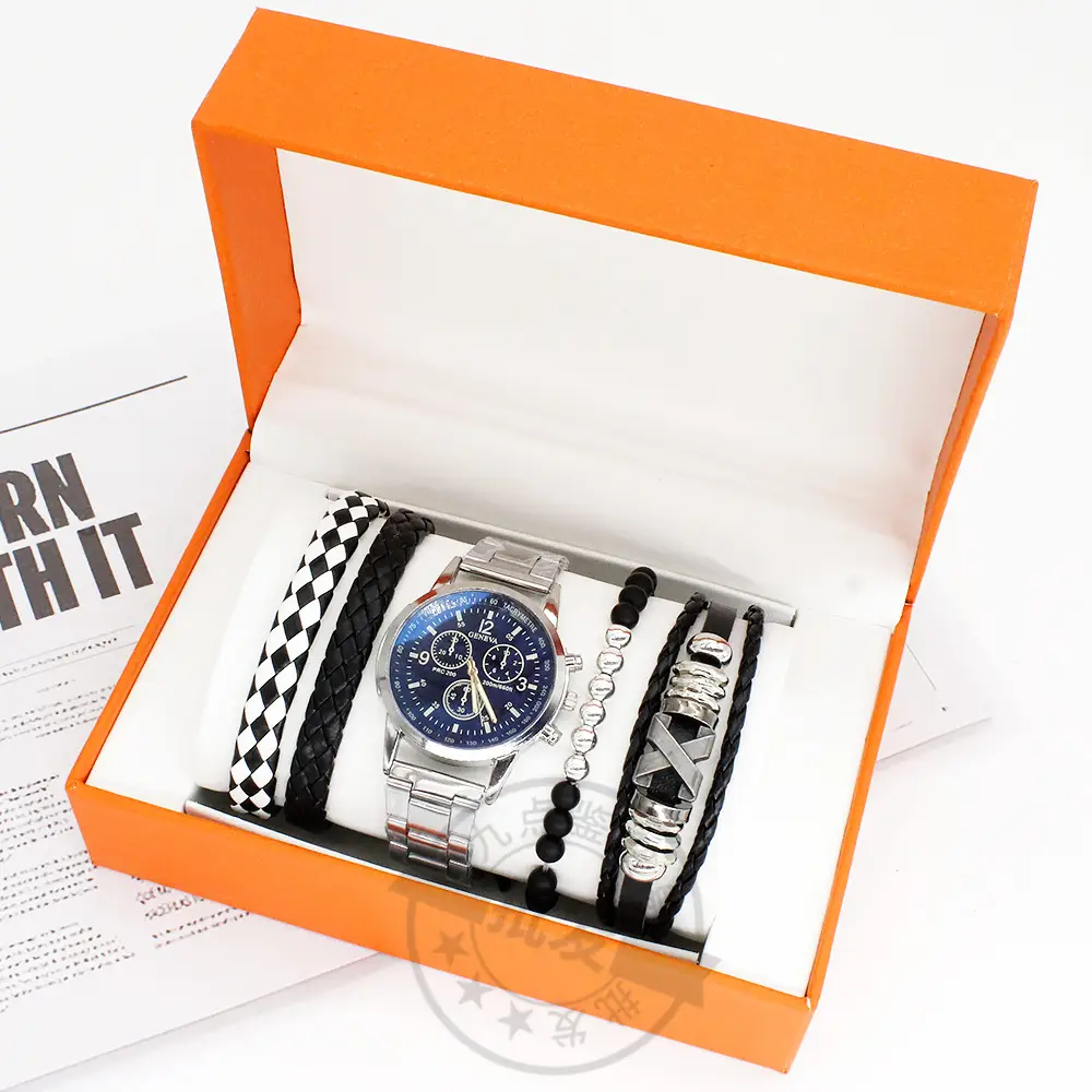 Men's Blue Dial Watch with Black Strap & Box Gift — feature 4