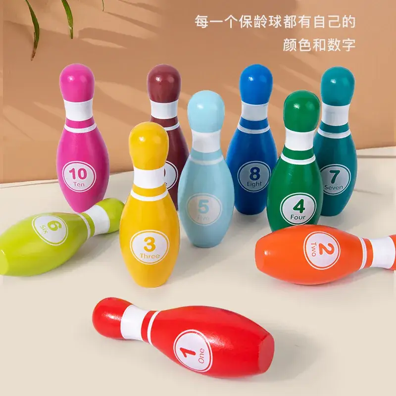 Children's Wooden Bowling Ball Game Educational Toy