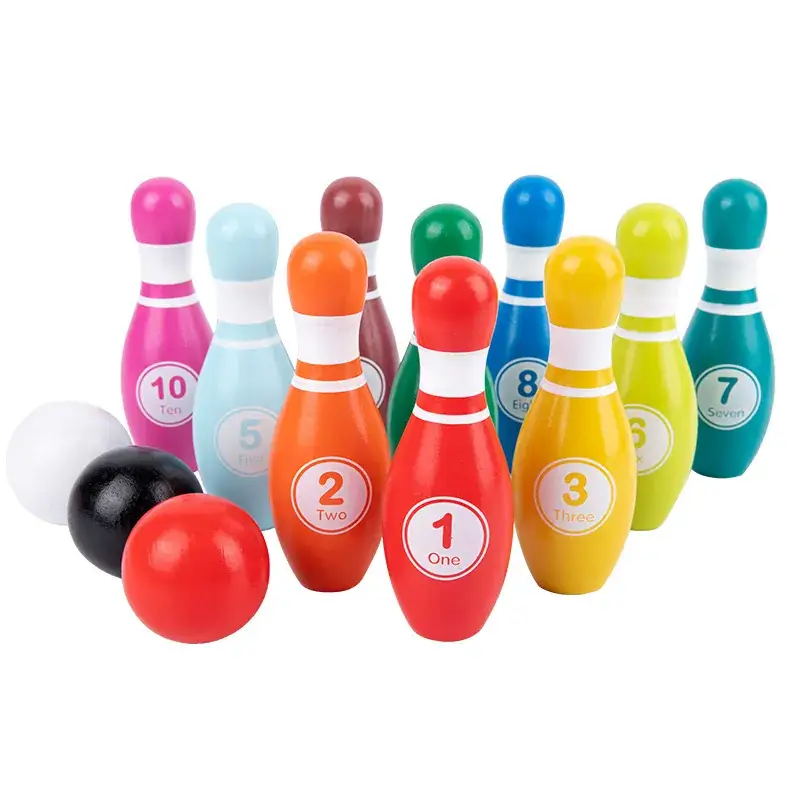 Children's Wooden Bowling Ball Game Educational Toy