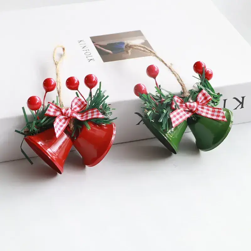 Double Horn Bell Window Christmas Tree Pendant Metal Decor 14cm - Image 6