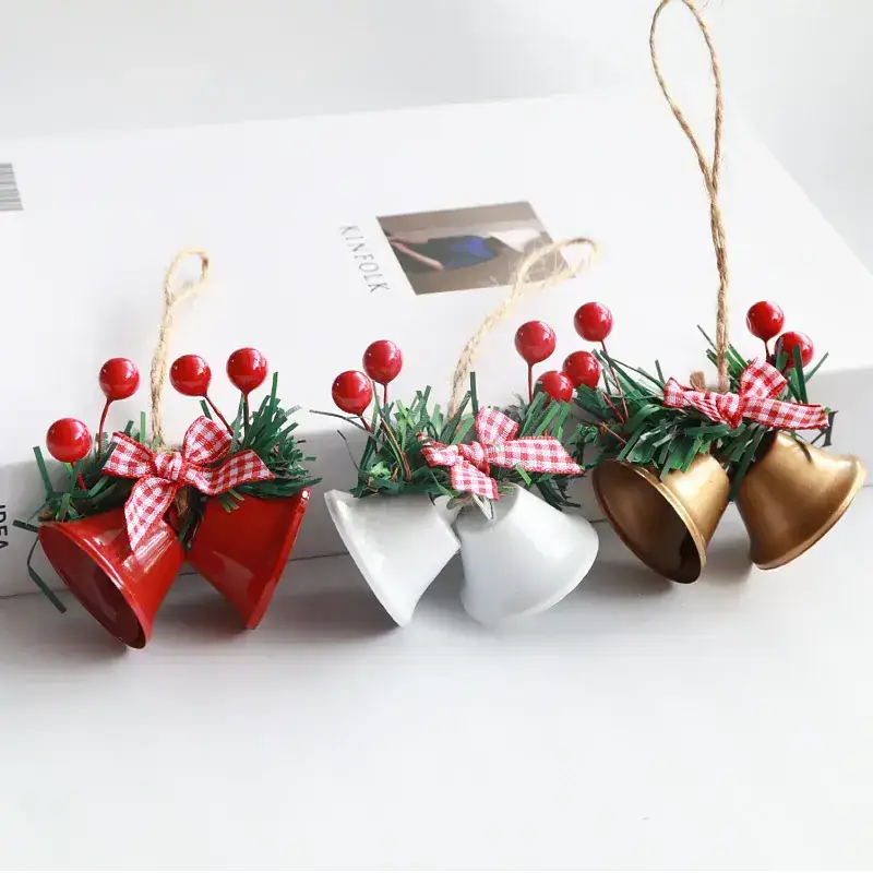 Double Horn Bell Window Christmas Tree Pendant Metal Decor 14cm - Image 8