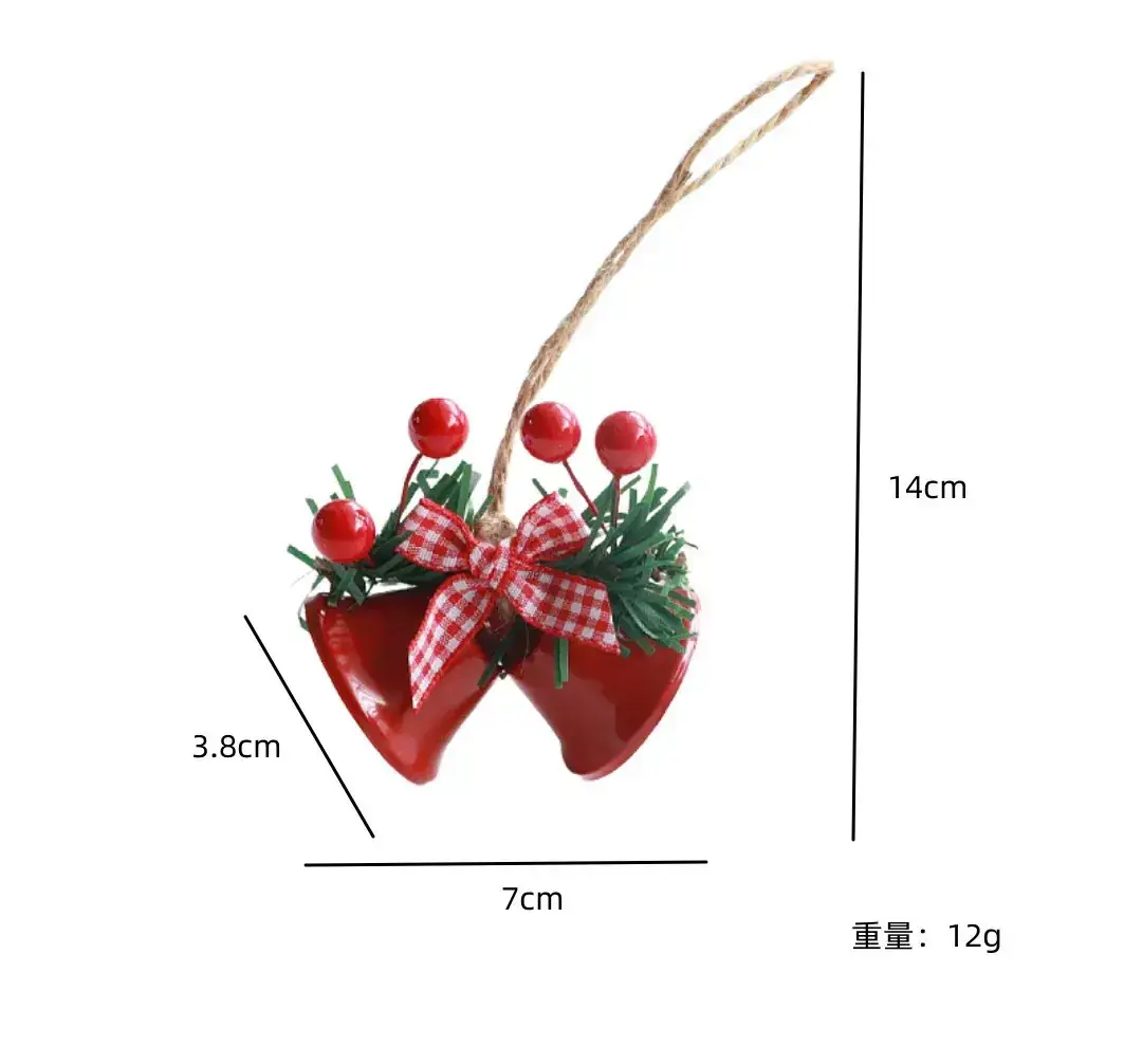 Double Horn Bell Window Christmas Tree Pendant Metal Decor 14cm - Image 9