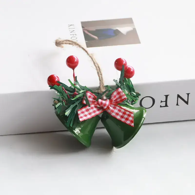 Double Horn Bell Window Christmas Tree Pendant Metal Decor 14cm - Image 3