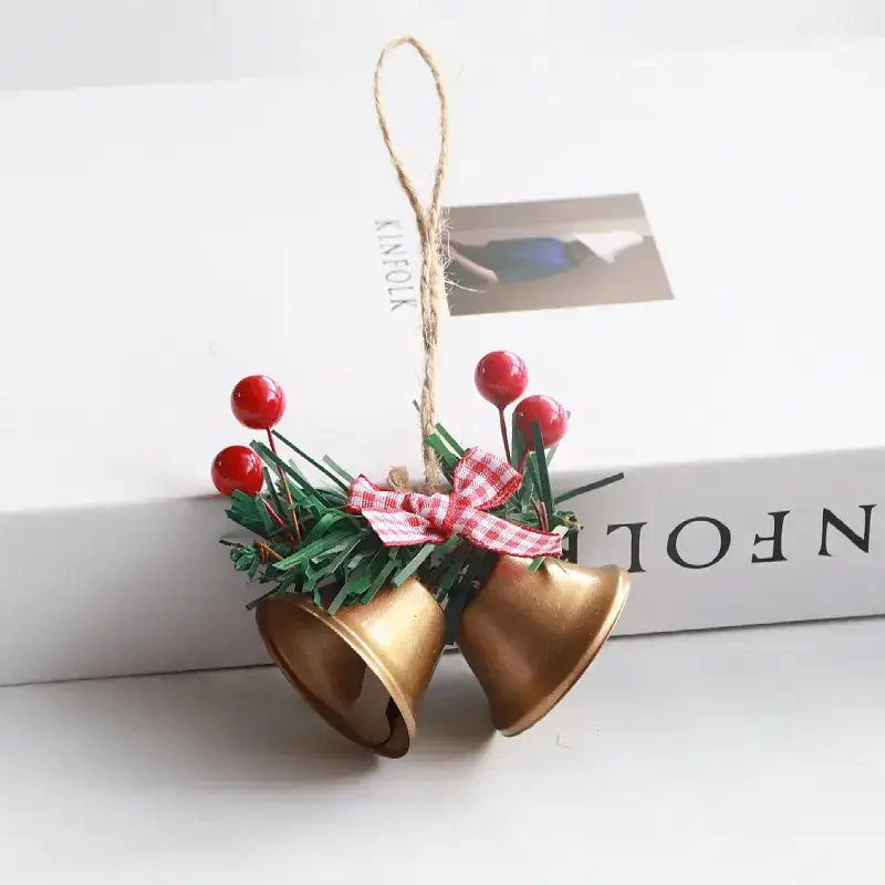 Double Horn Bell Window Christmas Tree Pendant Metal Decor 14cm - Image 4