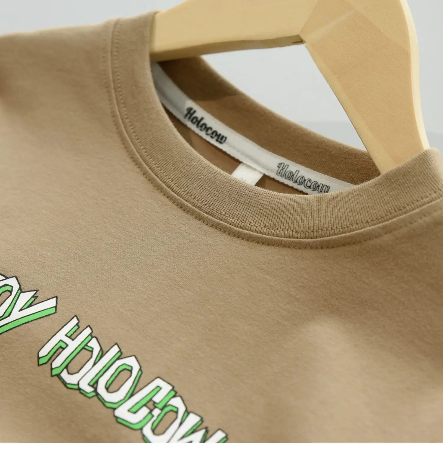 170 Kids Cotton Long Sleeve T-Shirt Brown Green — feature 12