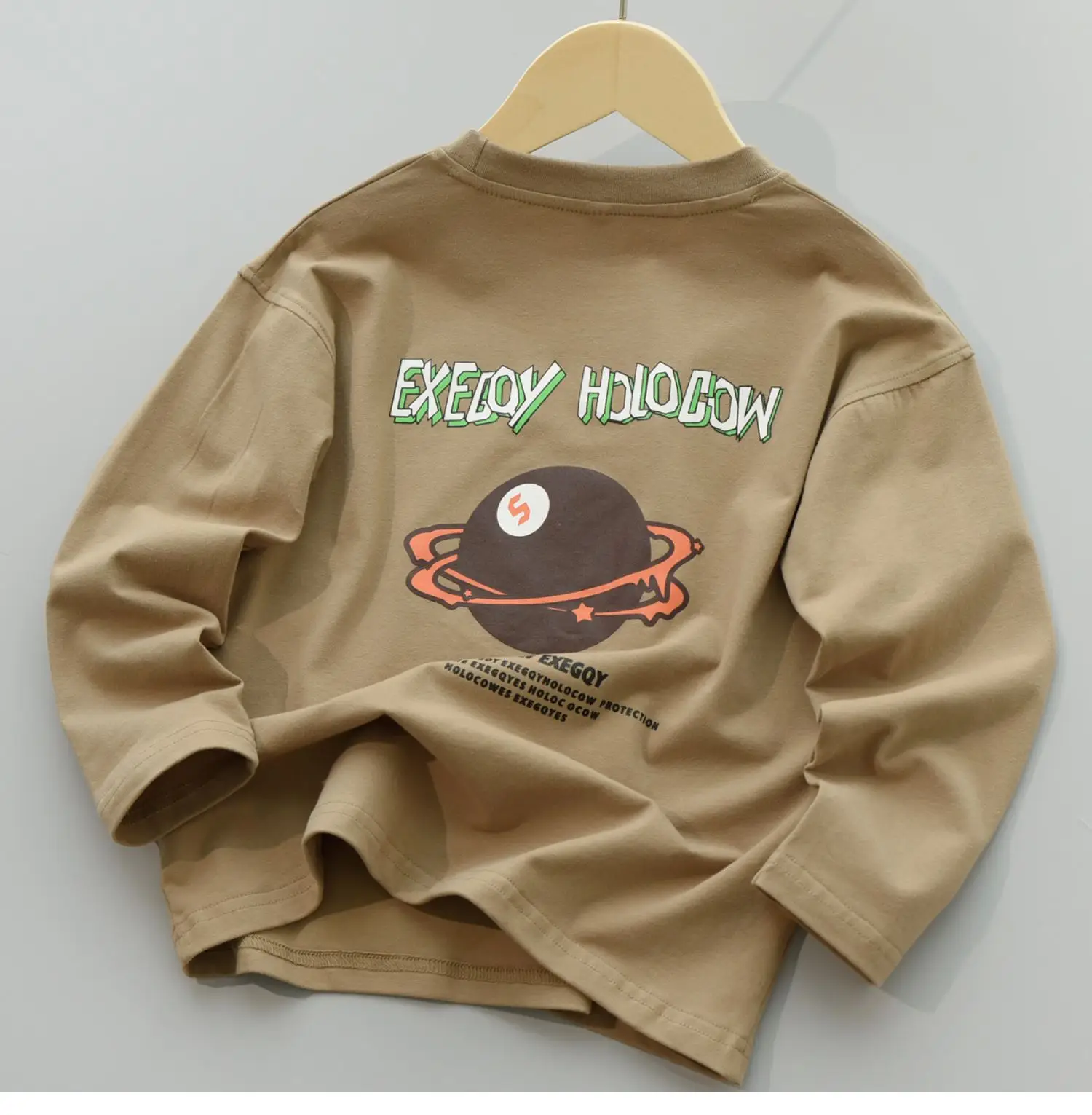 170 Kids Cotton Long Sleeve T-Shirt Brown Green — feature 18