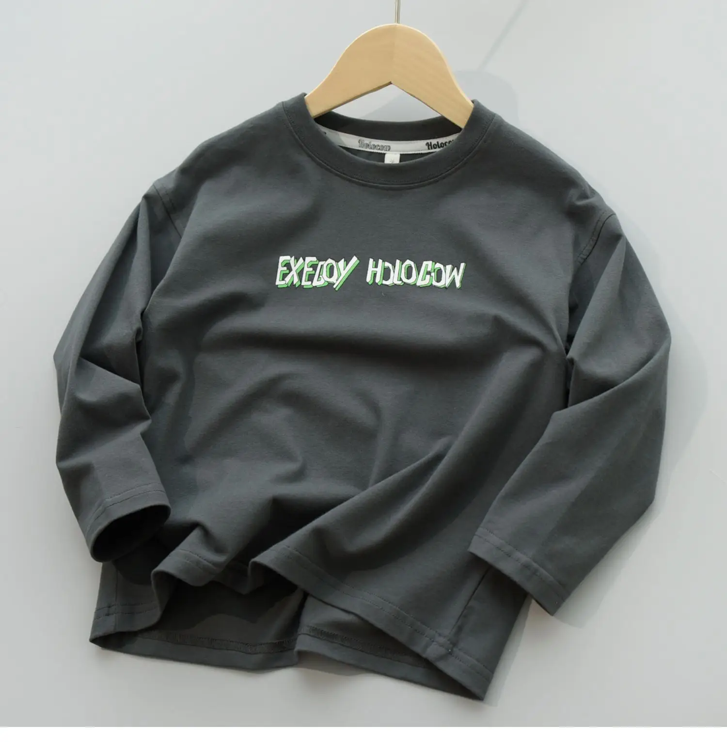 170 Kids Cotton Long Sleeve T-Shirt Brown Green — feature 8