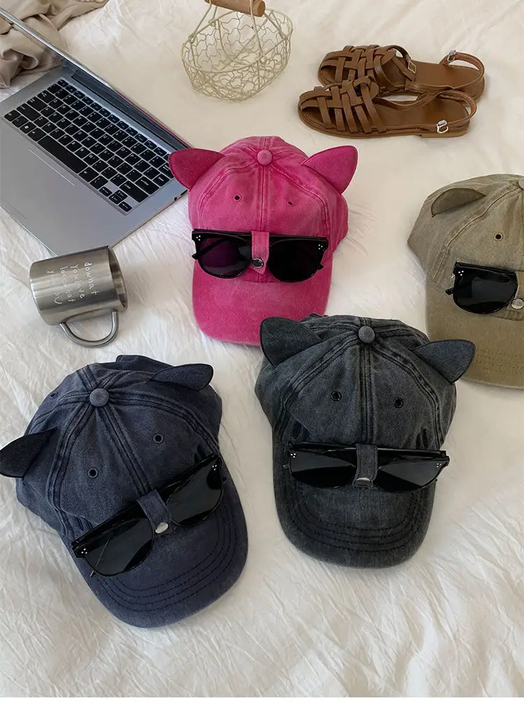 Pink Cat Ears Sunglasses Cap for Women — feature 13