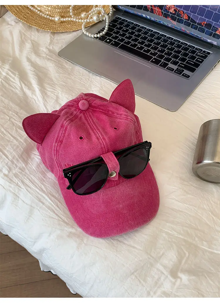 Pink Cat Ears Sunglasses Cap for Women — feature 15