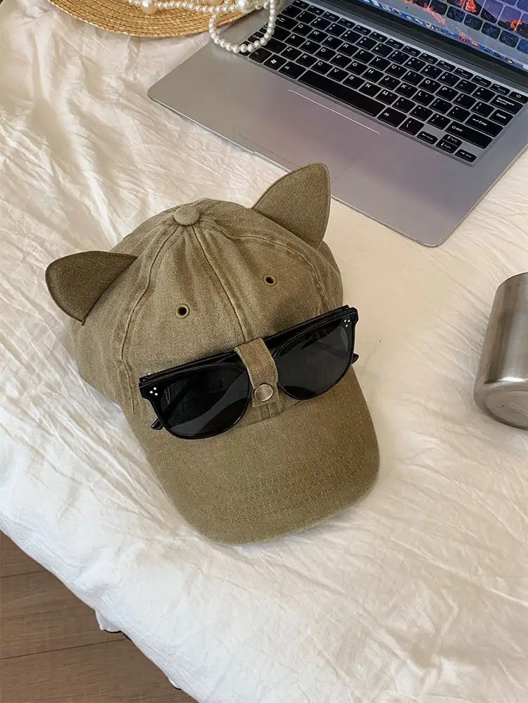 Pink Cat Ears Sunglasses Cap for Women — feature 16