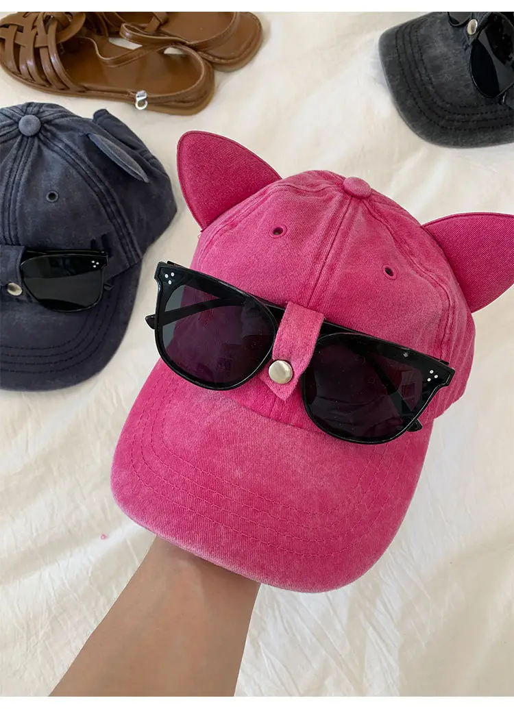 Pink Cat Ears Sunglasses Cap for Women — feature 22