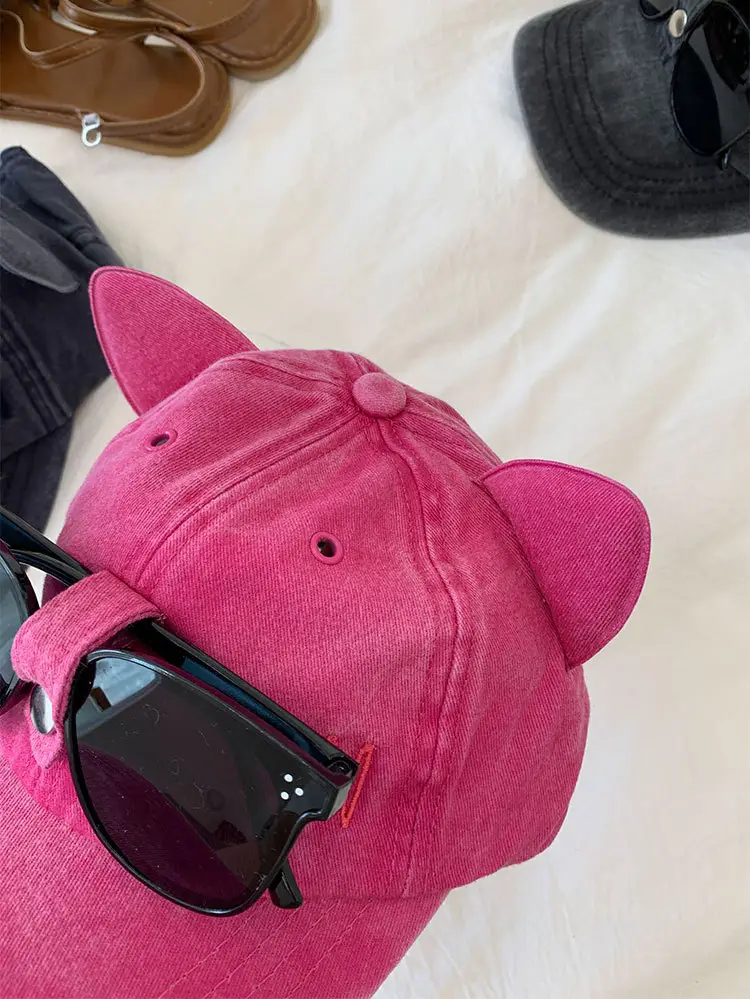 Pink Cat Ears Sunglasses Cap for Women — feature 23