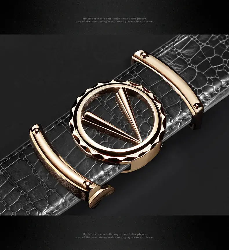 Men's Croc Leather Belt with Gold Automatic Buckle — feature 15