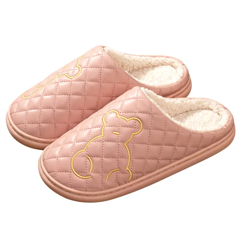 Cotton Slippers for Women in Autumn and Winter, Waterproof and Non-Slip, 2026 New Model, Indoor Home Warm Slippers, Outdoor Leather Slippers for Men in Winter - Image 10