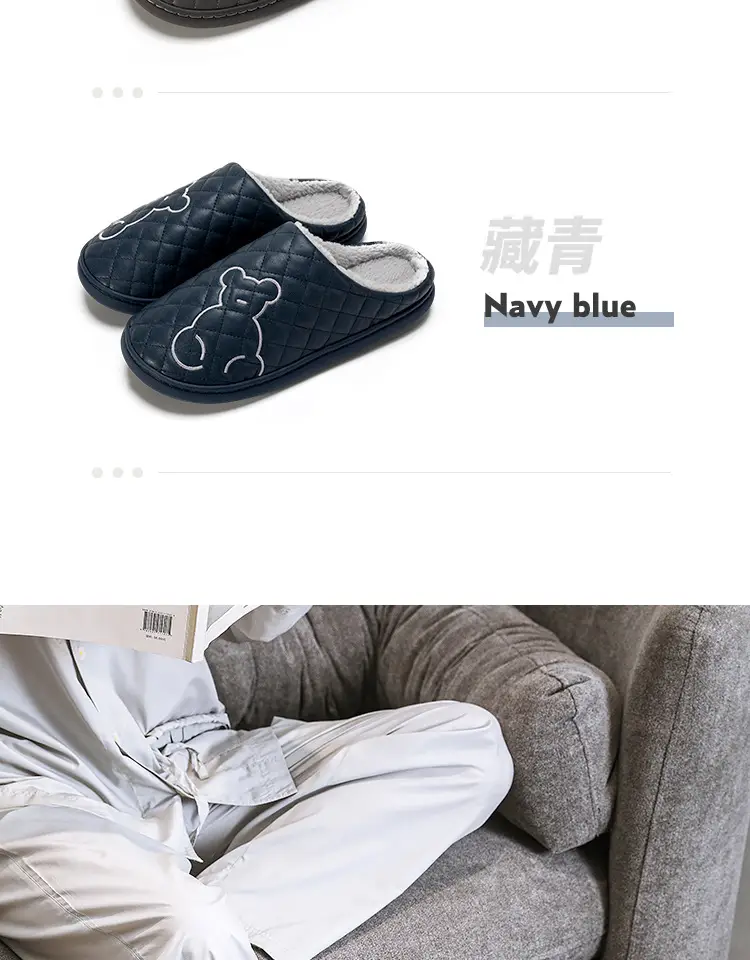 Cotton Slippers for Women in Autumn and Winter, Waterproof and Non-Slip, 2026 New Model, Indoor Home Warm Slippers, Outdoor Leather Slippers for Men in Winter — feature 14