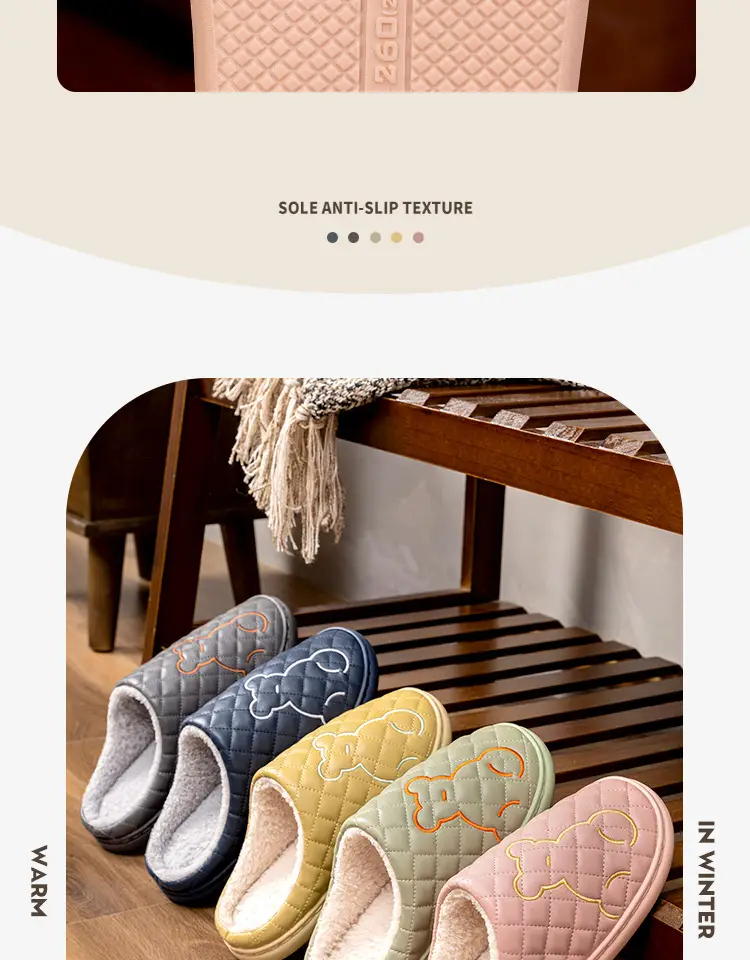 Cotton Slippers for Women in Autumn and Winter, Waterproof and Non-Slip, 2026 New Model, Indoor Home Warm Slippers, Outdoor Leather Slippers for Men in Winter — feature 9