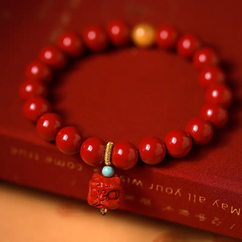 Natural Raw Ore Cinnabar Red Sand Bracelet for Women