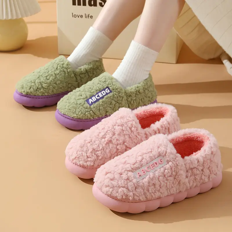 Cotton slippers women's autumn and winter home thick bottom non-slip 2023 new plush indoor home warm couple cotton slippers men - Image 9