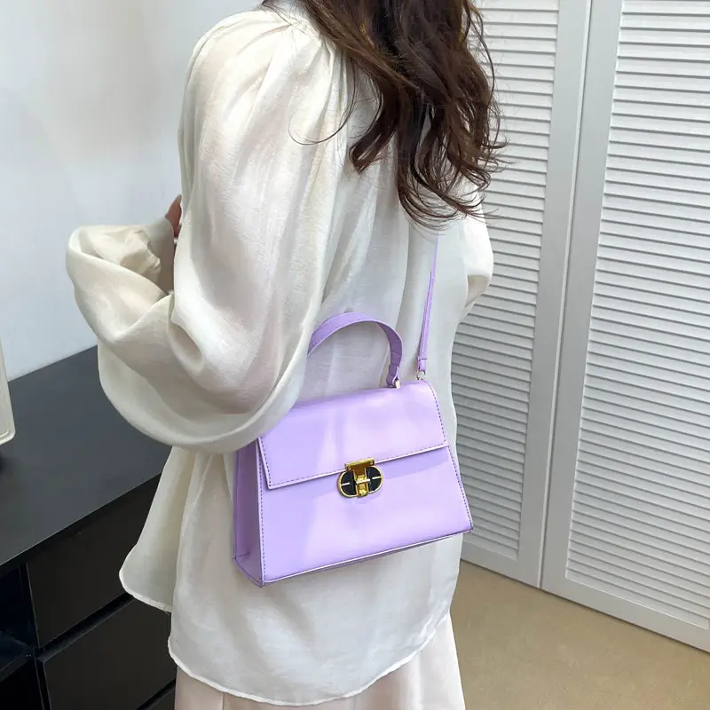 Trendy Purple Square Shoulder Bag for Women - Image 8
