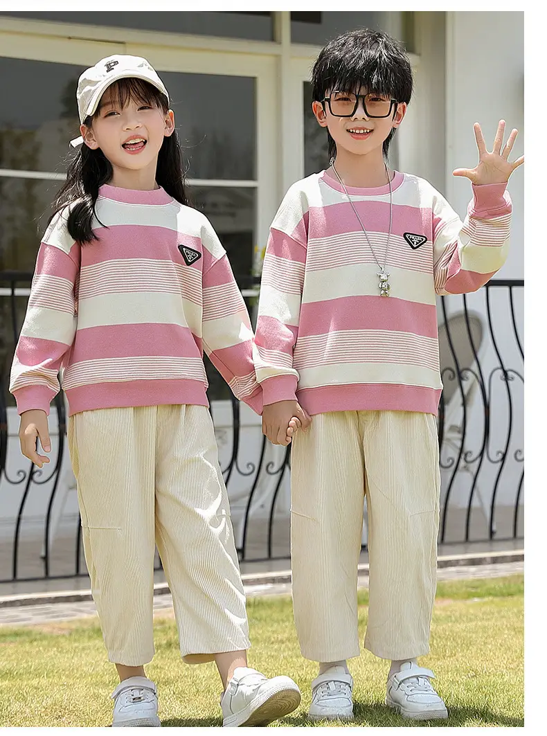 Parent-Child Clothing Spring & Fall 2024 New Style Stripesd Sweatshirt Mother and Daughter Clothing for a Family of Three or Four Tops and Pants Suits — feature 15