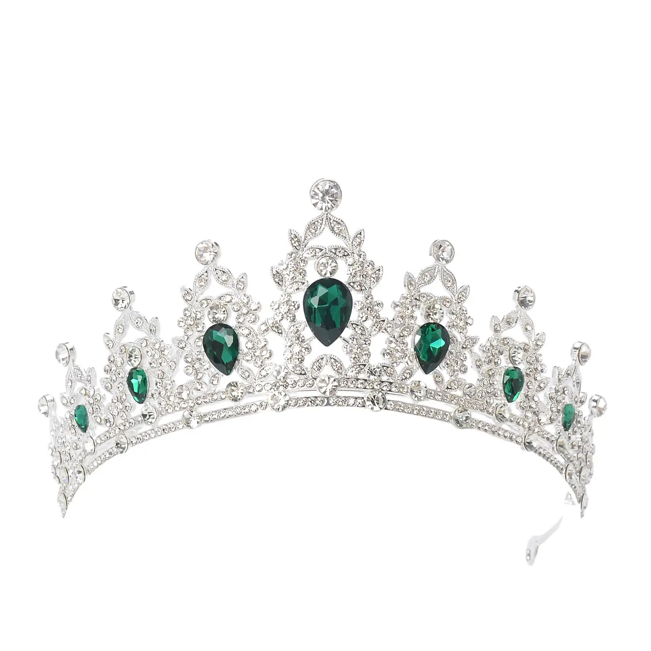 European Crown with Green Rhinestones for Women - Image 5