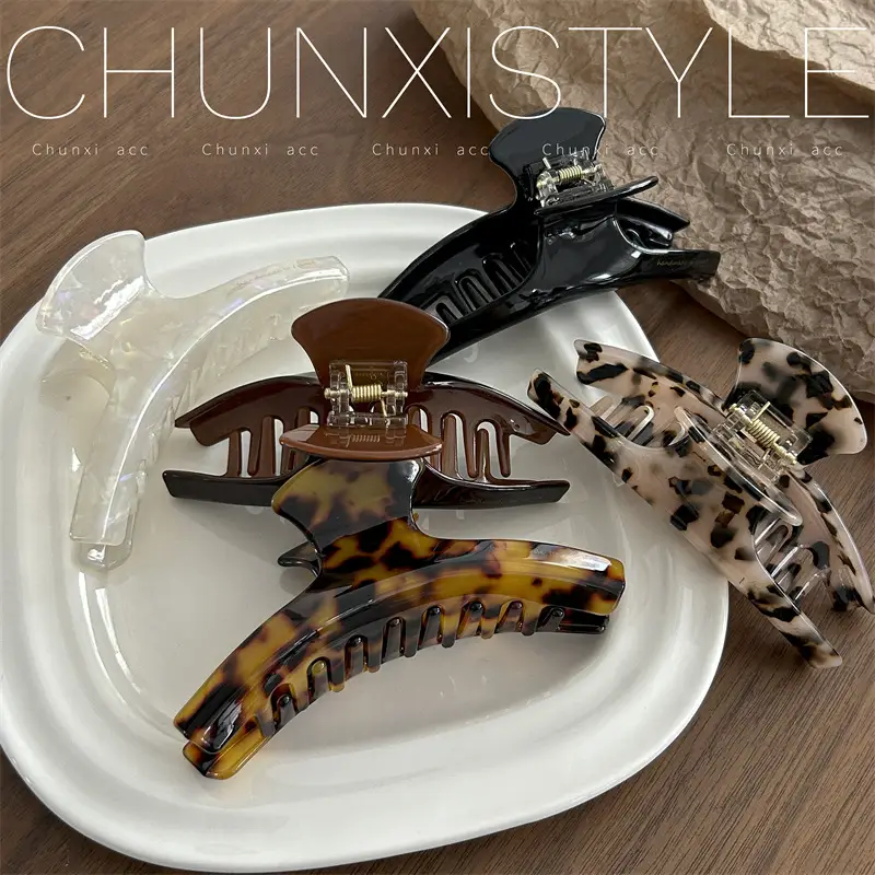 Women's Leopard Print Acetate Hair Clip Large Size