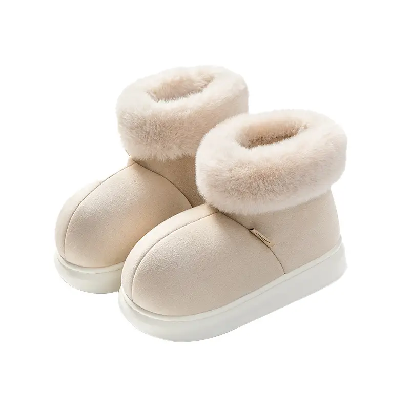 Thick-Soled Cotton Slippers for Women in Winter Fleece-Lined Indoor Home Bag and Postpartum Cotton Shoes with Large Wool Mouth to Heattech in Autumn and Winter - Image 9
