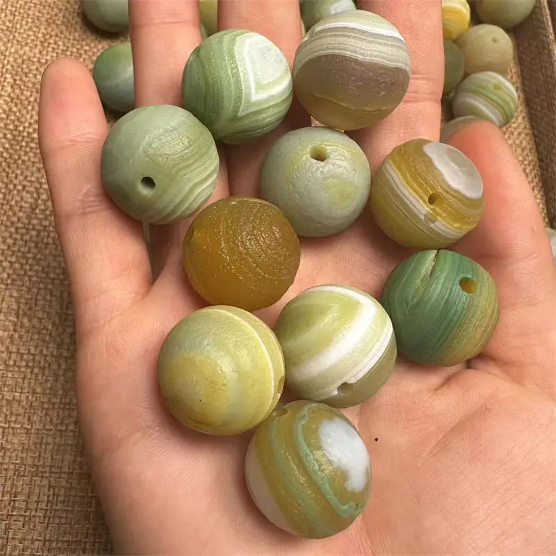 Silk Weathered Frosted Eye Agate Beads 20mm - Image 3