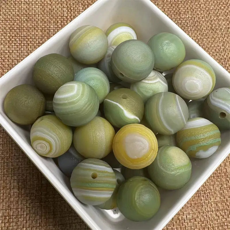 Silk Weathered Frosted Eye Agate Beads 20mm - Image 4