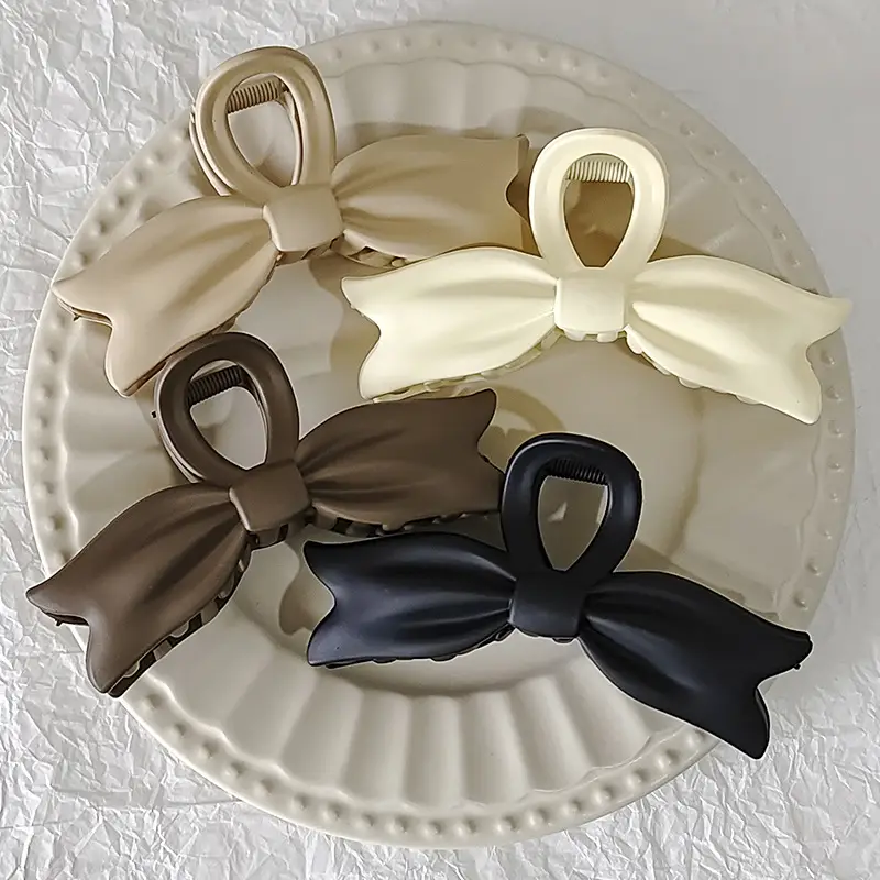 Women's Large Bow Hair Clip Matte Finish Solid Color - Image 4