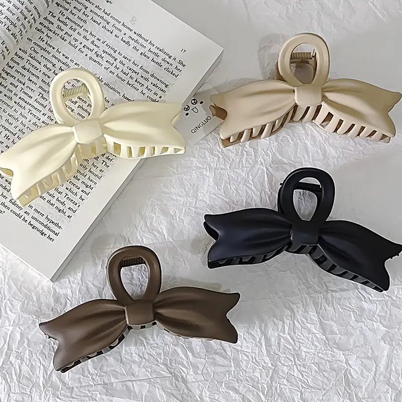 Women's Large Bow Hair Clip Matte Finish Solid Color - Image 6