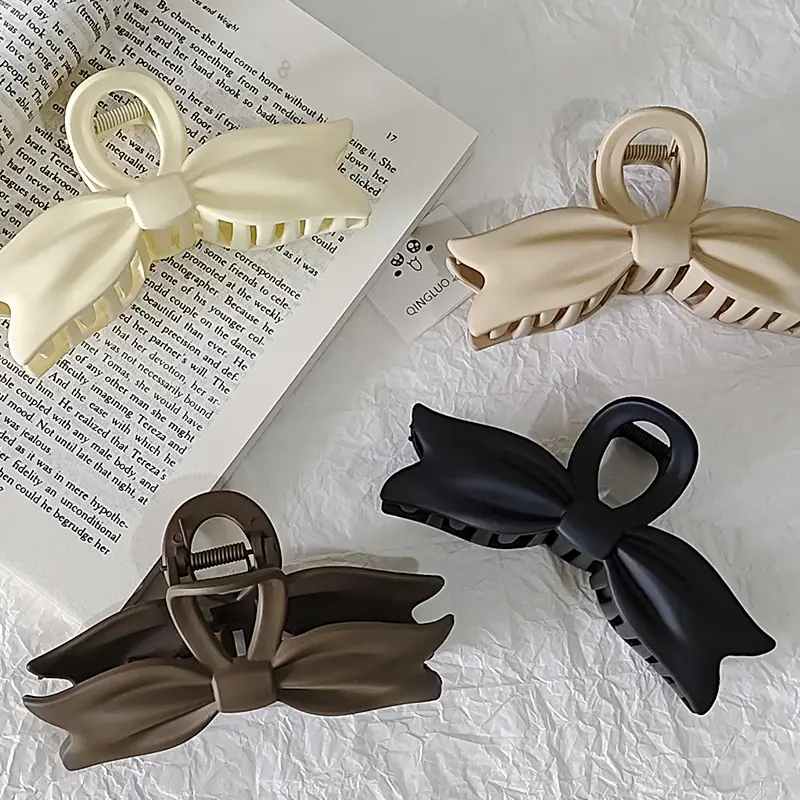 Women's Large Bow Hair Clip Matte Finish Solid Color - Image 7