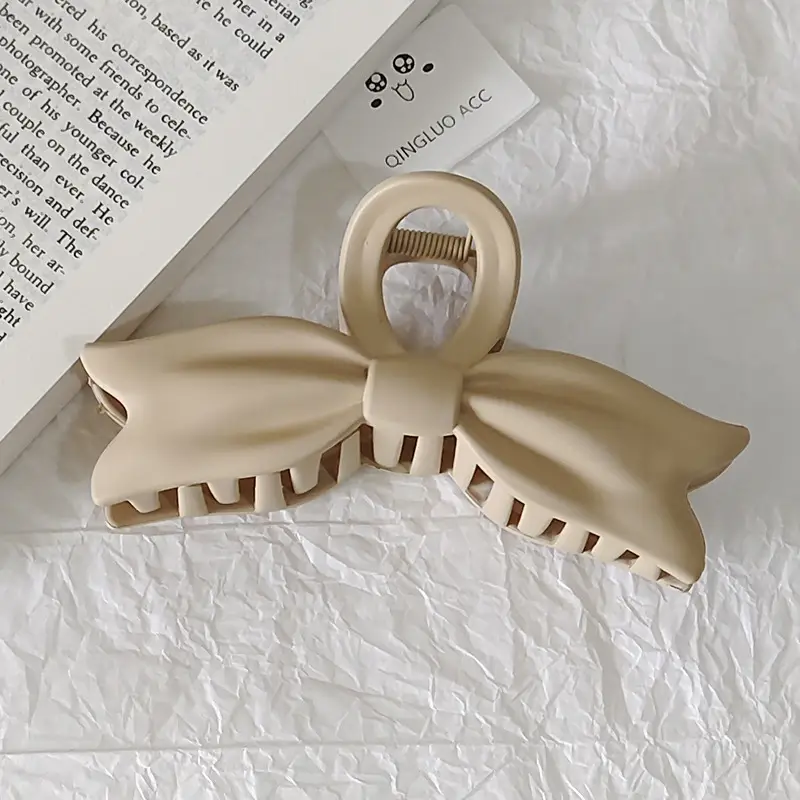 Women's Large Bow Hair Clip Matte Finish Solid Color - Image 2