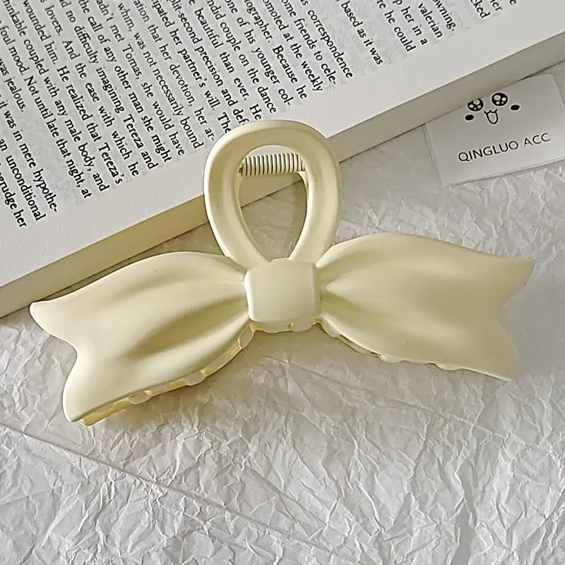 Women's Large Bow Hair Clip Matte Finish Solid Color - Image 3