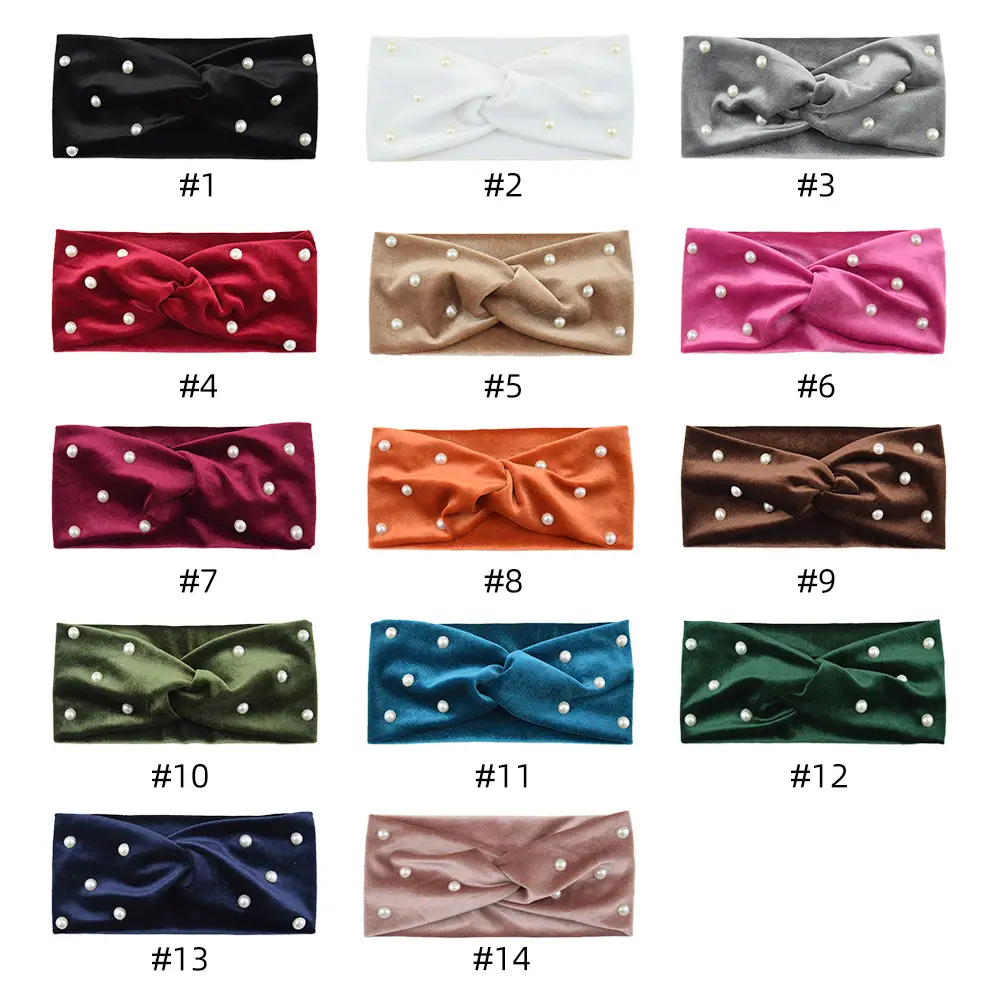 Pearl Velvet Cross Hair Bands Warm Ear Protection - Image 15