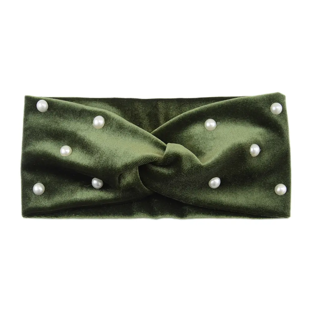 Pearl Velvet Cross Hair Bands Warm Ear Protection - Image 10