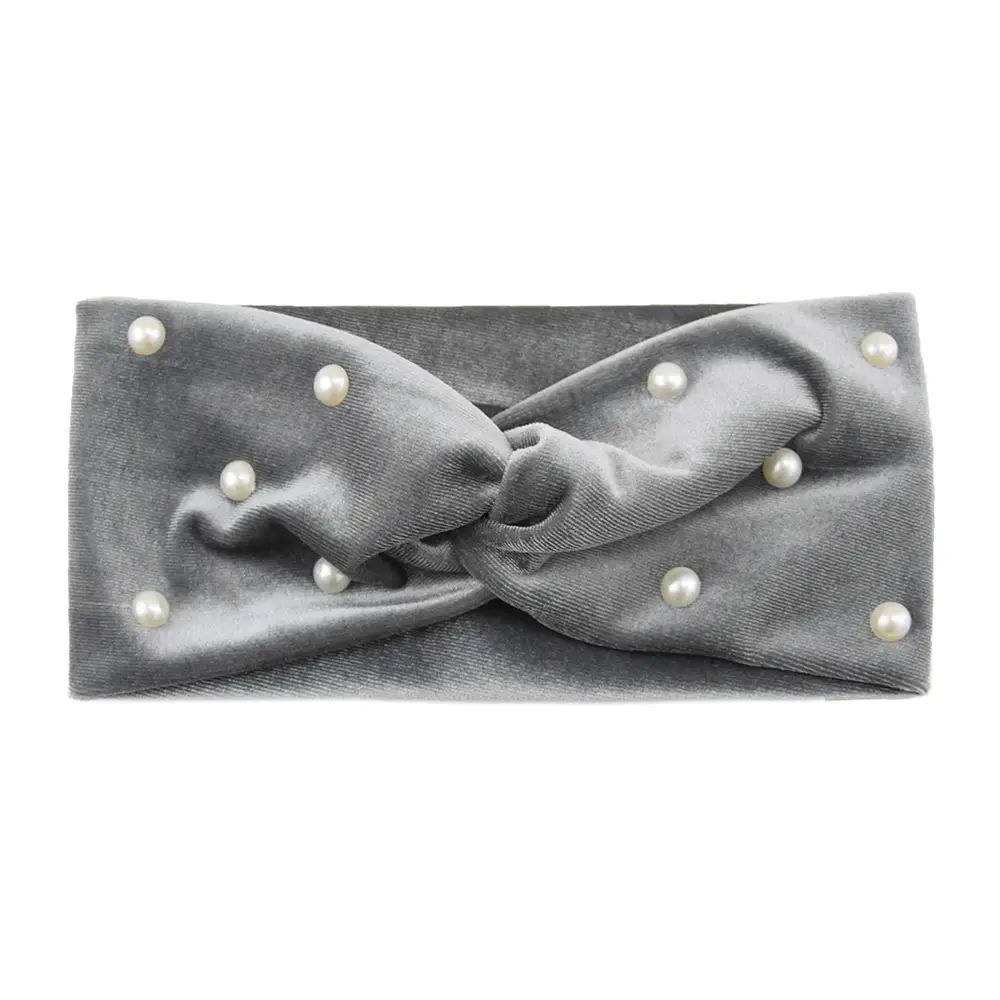 Pearl Velvet Cross Hair Bands Warm Ear Protection - Image 3
